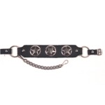 ALM-087 Boot Strap Black Leather with Star Conchos