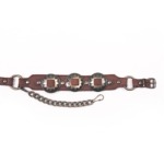 ALM-409-BR-AG Boot Strap Brown Leather Antique Gold Conchos