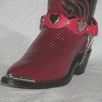 ALM-900-ST-RED Boot Strap Red Leather Rhinestones & Hearts