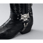 ALM-ESO-NDV Boot Strap Black Leather with Nickle Eagle