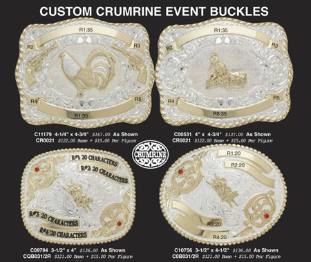 Western Buckles: Custom Engraved Crumrine Classic Belt Buckles, Crumrine Embossed Trophy Belt Buckles and Crumrine Custom Event Belt Buckles