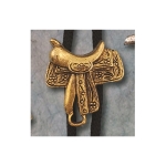 AU-1189-3 Bolo Tie Western Saddle Antique Gold