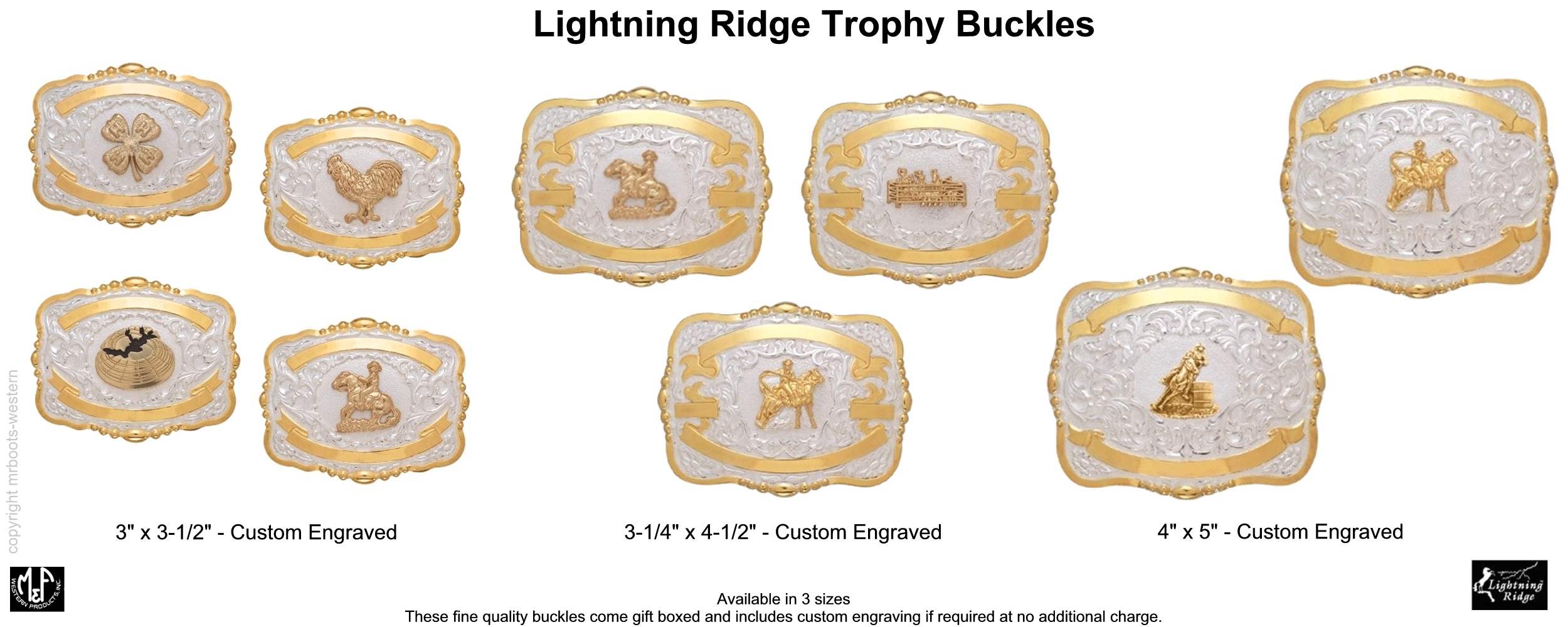 Custom Engraved Rectangular Trophy Buckles