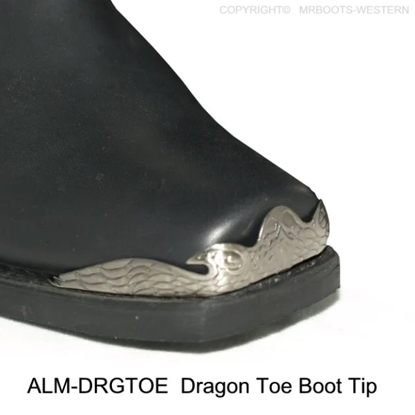 ALM-DRGTOE-AP Cowboy Boot Tips Square Toe Dragon Antique Pewter