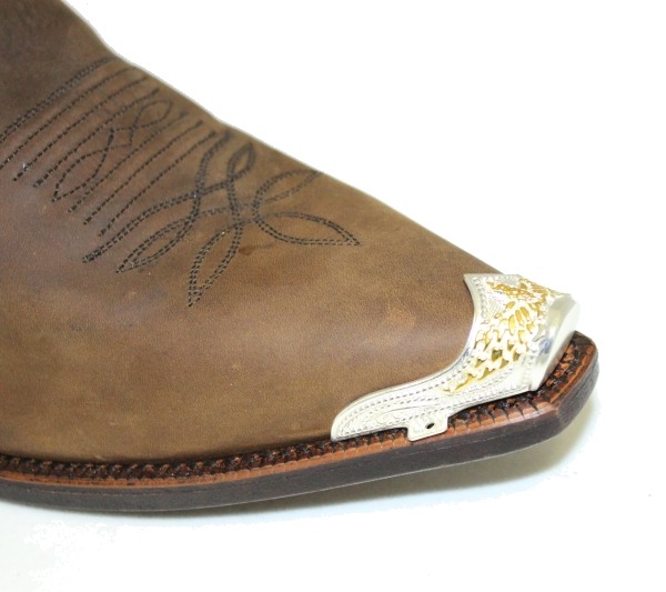 AU-AC-17T Cowboy Boot Tips Snip Toe Silver with Gold Eagle