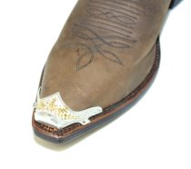 AU-AC-17T Cowboy Boot Tips Snip Toe Silver with Gold Eagle