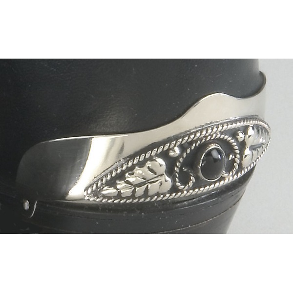 AU-AC-19HB Heel Guards Silver with Black Stone