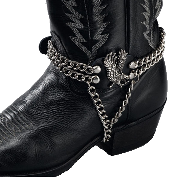 ALM-331-E Boot Strap Black Leather with Eagle