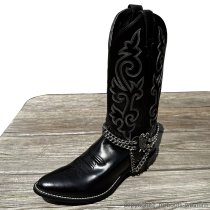 ALM-331-E Boot Strap Black Leather with Eagle