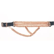 ALM-333-G Boot Strap Black Leather with Gold Chains