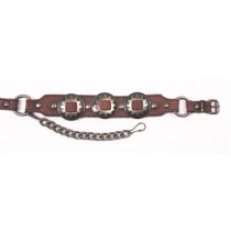 ALM-409-BR-AG Boot Strap Brown Leather Antique Gold Conchos