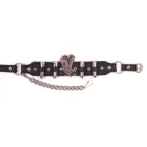 ALM-521-E Boot Strap Black Leather with eagle & bullets