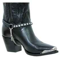 ALM-530-ST-BLACK Boot Strap Black Leather with Rhinestones