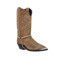 ALM-530-ST-BROWN Boot Strap Brown Leather with Rhinestones