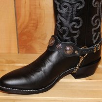 ALM-559-BL Boot Strap Black Leather, Black and Nickle Conchos