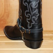 ALM-559-BL Boot Strap Black Leather, Black and Nickle Conchos