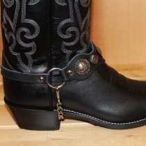 ALM-559-BL Boot Strap Black Leather, Black and Nickle Conchos