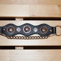 ALM-559-BL Boot Strap Black Leather, Black and Nickle Conchos