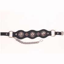 ALM-559-BL Boot Strap Black Leather, Black and Nickle Conchos