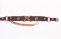 ALM-561-X-BR-GDV Boot Strap Brown Leather with Gold X Concho