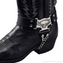 ALM-ESO-NDV Boot Strap Black Leather with Nickle Eagle