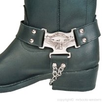 ALM-ESO-NDV Boot Strap Black Leather with Nickle Eagle