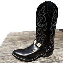 ALM-M800-BLK Boot Strap Black Leather and Bone Beads