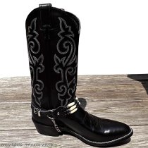 ALM-M800-BLK Boot Strap Black Leather and Bone Beads