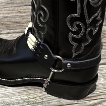 ALM-M800-BLK Boot Strap Black Leather and Bone Beads