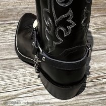 ALM-M800-BLK Boot Strap Black Leather and Bone Beads