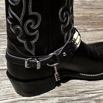 ALM-M800-BLK Boot Strap Black Leather and Bone Beads