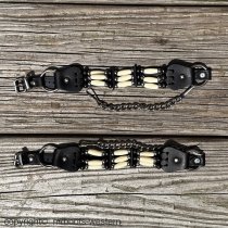 ALM-M800-BLK Boot Strap Black Leather and Bone Beads