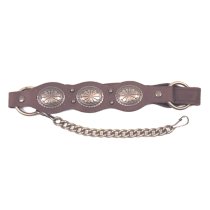 ALM-MM680-AG Boot Strap Scalloped Brown Leather and Conchos