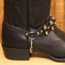 ALM-SILVER-BULLET Boot Strap Black Leather with Nickel Bullets