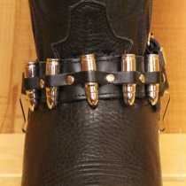 ALM-SILVER-BULLET Boot Strap Black Leather with Nickel Bullets