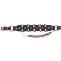 ALM-SILVER-BULLET Boot Strap Black Leather with Nickel Bullets