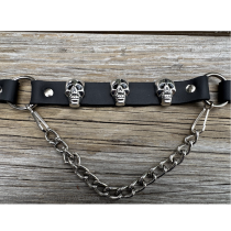 ML-BS17-SK1 Boot Strap Black Leather with Skull Conchos