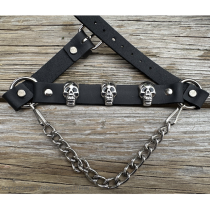 ML-BS17-SK1 Boot Strap Black Leather with Skull Conchos