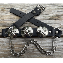 ML-BS17-ST Boot Strap Black Leather with Star Conchos