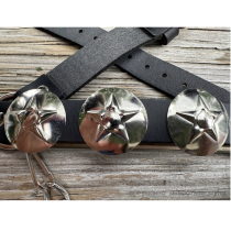 ML-BS17-ST Boot Strap Black Leather with Star Conchos