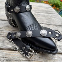 ML-BS17-UB Boot Strap Black Leather with Buffalo Conchos