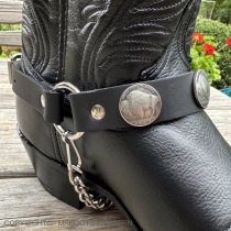 ML-BS17-UB Boot Strap Black Leather with Buffalo Conchos