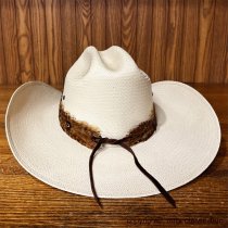 AU-FHB-02 Feather Hat Band Natural Brown with Turquoise Center