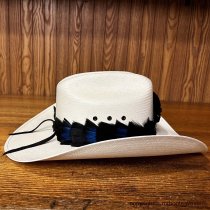 AU-FHB-06 Feather Hat Band Black & Blue with Peacock