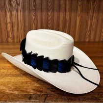 AU-FHB-06 Feather Hat Band Black & Blue with Peacock