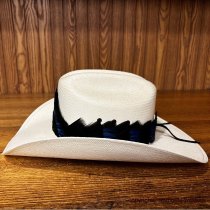 AU-FHB-06 Feather Hat Band Black & Blue with Peacock