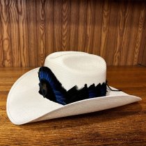 AU-FHB-06 Feather Hat Band Black & Blue with Peacock