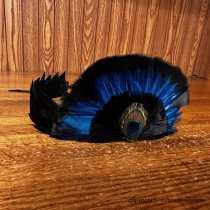 AU-FHB-06 Feather Hat Band Black & Blue with Peacock