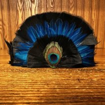 AU-FHB-06 Feather Hat Band Black & Blue with Peacock