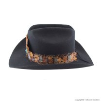 AU-FHB-08 Feather Hat Band Natural Brown with Turquoise Center